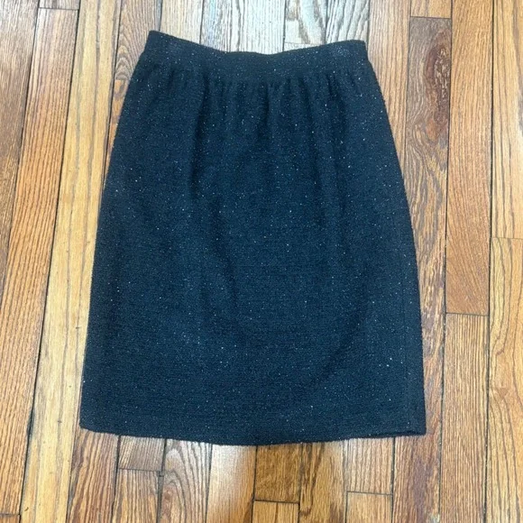 St John Collection Marie Gray Black Metallic Sparkle Knit Skirt Size 4 Vintage - Picture 2 of 6